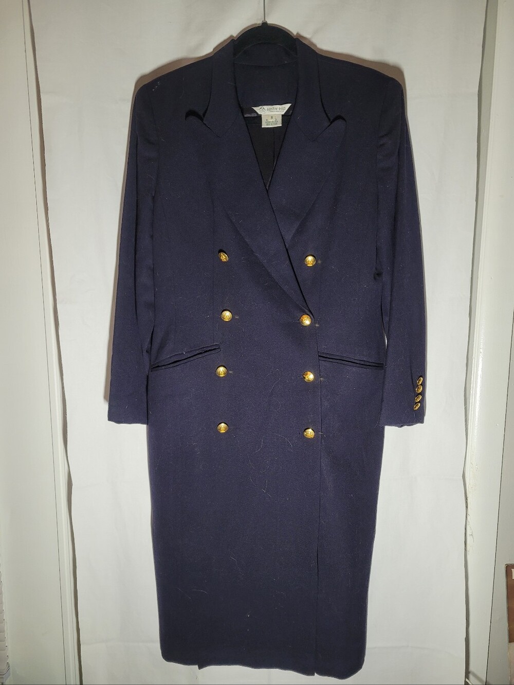 Vintage Wool Navy Double Breasted Coat Dress